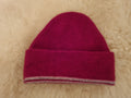 Striped double Layer Reversible Possum merino beanie KC397
