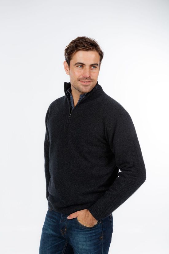KC336 stylish 1/4 zip luxury possum merino silk sweater