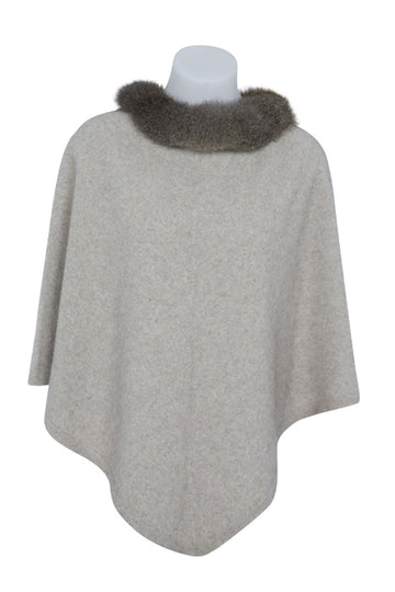 Possum Trimmed  possum merino silk Poncho KC686